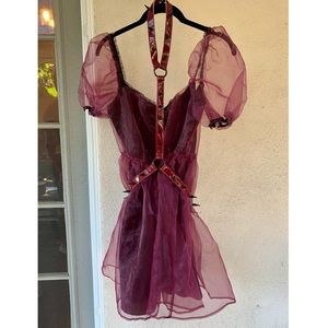 Widow Burgundy Dress w/ spike harness